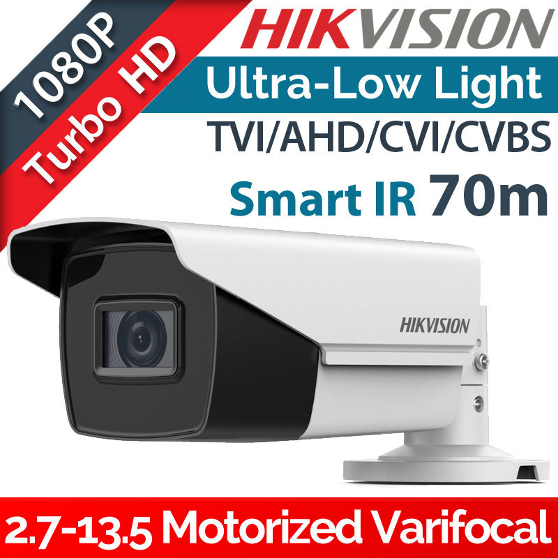 HIKVISION DS-2CE19D0T-IT3ZF Motorized Varifocal 2.7-13.5mm HDTVI 2Mpixels IR 70μ. Ultra-Low Light