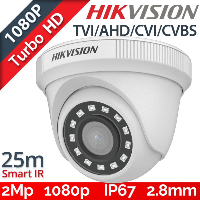 HIKVISION DS-2CE56D0T-IRF(C) 2.8mm Κάμερα Παρακολούθησης Οροφής 2Mpixels 1080p, 4in1, IP67, Smart IR 25m