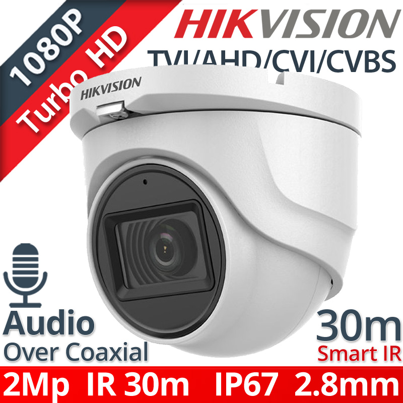 Hikvision DS-2CE76D0T-ITMFS 2.8mm Κάμερα Οροφής (Dome) 2Mpixels, Audio Over Coaxial, IR 30μ., IP67, 4in1