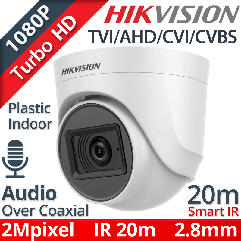 HikVision DS-2CE76D0T-ITPFS 2.8mm Κάμερα Οροφής 2Mpixel, Εσωτ. Χώρου, Audio Over Coaxial, IR 20μ., 4in1