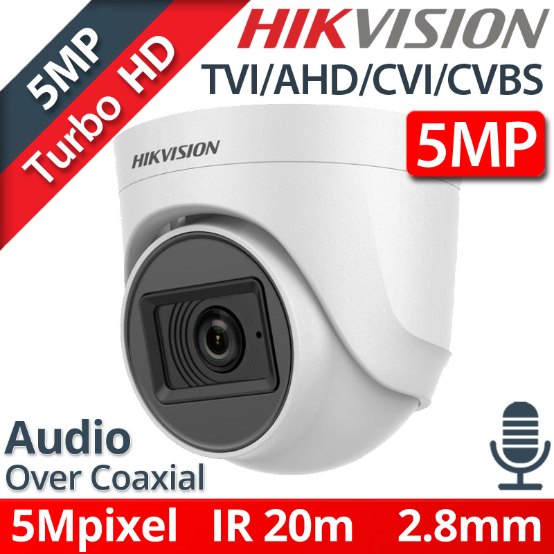 HikVISION DS-2CE76H0T-ITPFS 2.8mm Κάμερα Οροφής 5Mpixels, Audio Over Coaxial Dome IR 20μ. Indoor