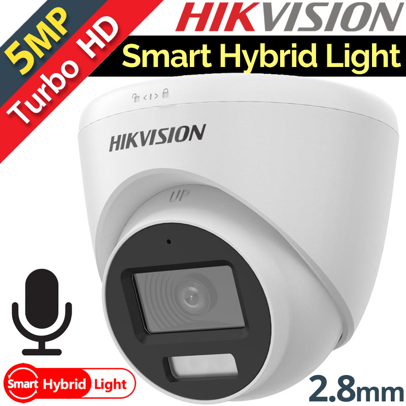 HIKVISION DS-2CE78K0T-LFS 2.8mm Κάμερα Οροφής 3K 5MPixels Smart Hybrid Light, Μικρόφωνο, IP67