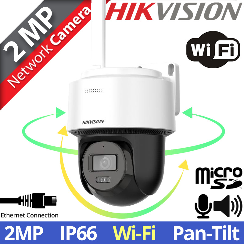 HIKVISION DS-2DE2C200IWG/W(W) 2.8mm - 2Mpixels WiFi PT IP Camera, Ethernet, IR 30m, MicroSD, Mic, Speaker, IP66