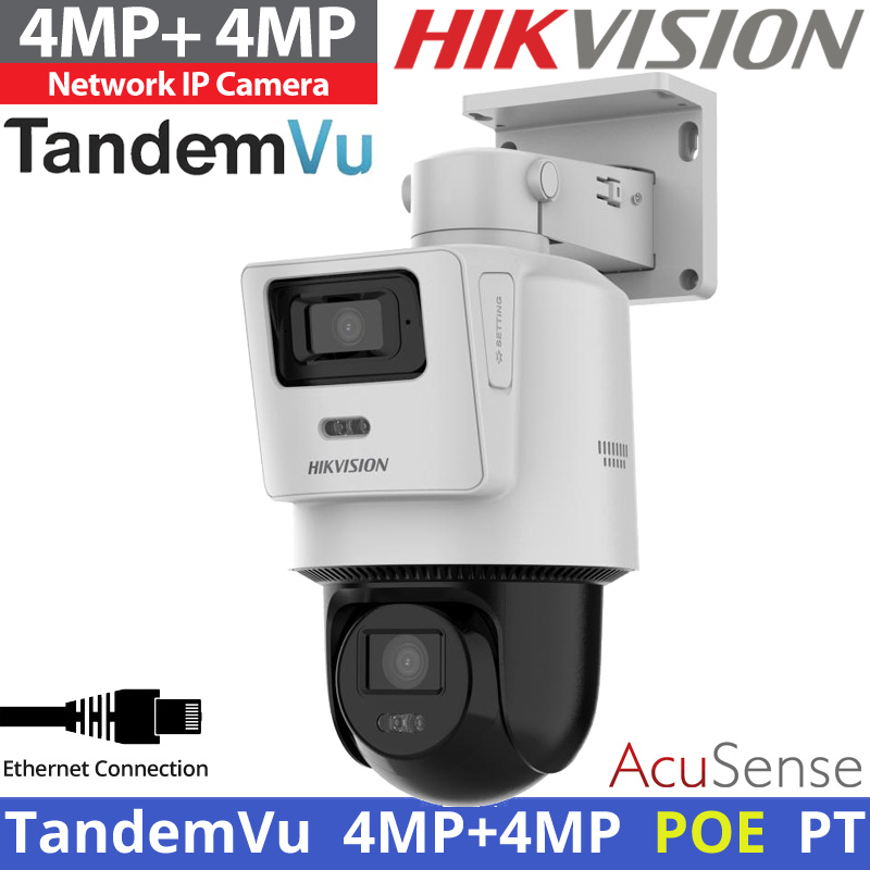 HIKVISION DS-2SE2C400MWG-E/14(2.8/8mm) TandemVu Διπλή Ενσύρματη PT IP κάμερα 4MP+4MP, Dual Light, microSD, Mic, Speaker