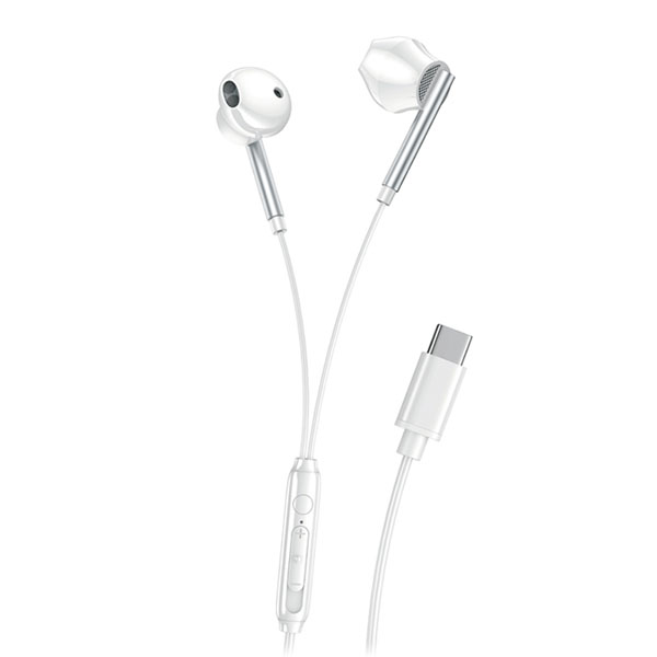 XO-EP66 WHITE Type-C Ενσύρματα Crescent Aκουστικά με Mικρόφωνο και Bύσμα USB-C, σε Λευκό Xρώμα 