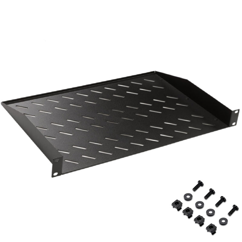PABLRKMR1U35 Ράφι 1U για Rack, με βάθος 35cm, για βάρος ως 20Kgr, Μαύρο (RAL9005) με βίδες