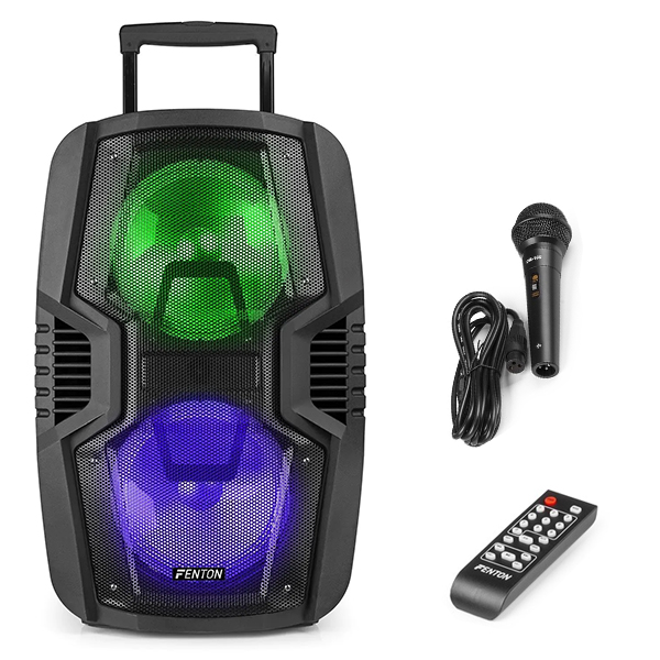 FENTON FT210LED Φορητό επαναφορτ. 2x 10" - 700W Peak με MP3/USB/ SD/ Bluetooth/ Μικρόφωνο 170.022