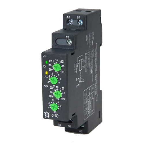 GIC 1CJDT0 Relay Χρονικό Φλασέρ Ασύμμετρο Ράγας 12-240 VAC / DC 17.5mm