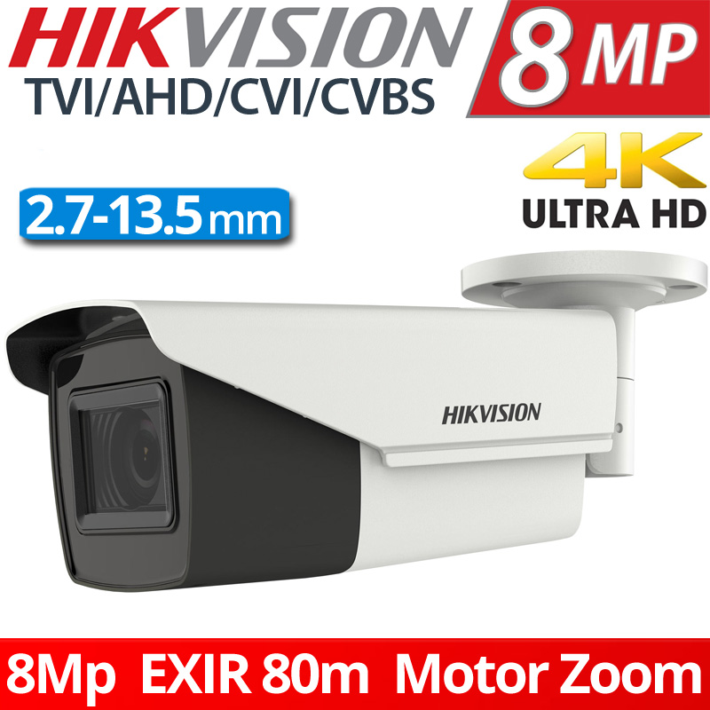 HIKVISION DS-2CE19U1T-AIT3ZF Motorized Varifocal 2.7-13.5mm 8Mpixels TURBOHD HDTVI 4K UltraHD EXIR 80μ. IP67