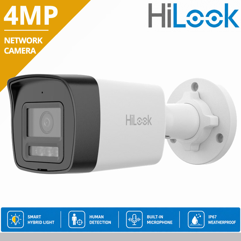 HiLook IPC-B140HA-LUC 2.8mm Ενσύρματη IP κάμερα 4MP, Smart Hybrid Light 20m, Μικρόφωνο, PoE, IP67, Human Detection