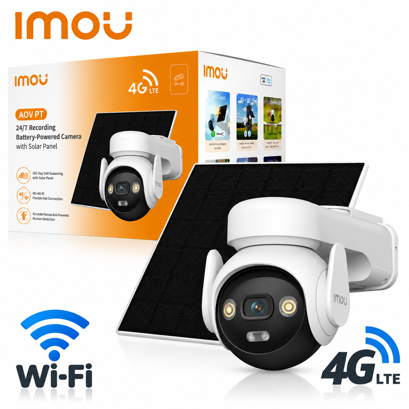IMOU AOV PT 5MP Αυτόνομη Περιστρεφόμενη Κάμερα 4G LTE & Wi-Fi με Μπαταρία 10000mAh & Ηλιακό Πάνελ 5W