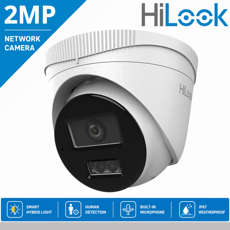 HILOOK IPC-T220HA-LUC 2.8mm Ενσύρματη IP κάμερα 2MP, Smart Hybrid Light 20m, Μικρόφωνο, PoE, IP67, Human Detection