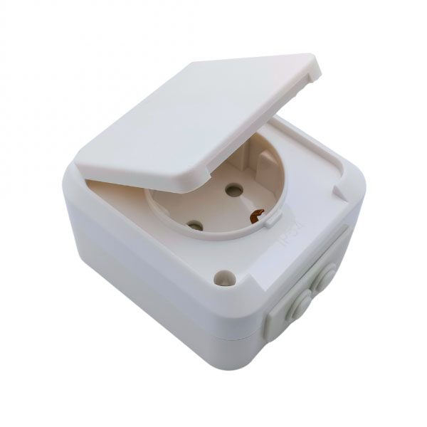 Aqua Line Λ1231 Πρίζα Σούκο Εξωτερική Στεγανή Ασφαλείας IP54 | Επίτοιχη Πρίζα Ρεύματος