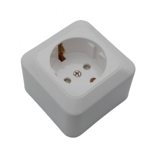 Mini Line U1231 Πρίζα Σούκο Εξωτερική Ασφαλείας | Επίτοιχη Πρίζα Ρεύματος Λευκή