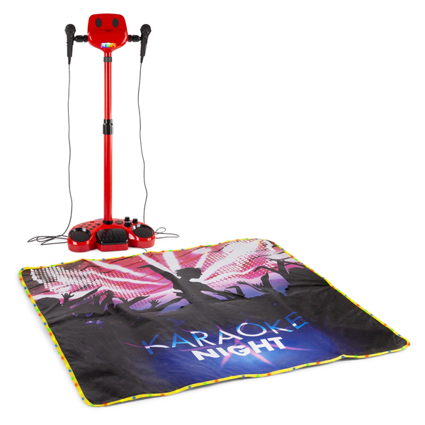 FENTON KSM15R STAGE SET RED Ηχείο Karaoke με 2 μικρόφωνα, USB, Aux In, BT και Φωτιζόμενο Χαλί 130.162