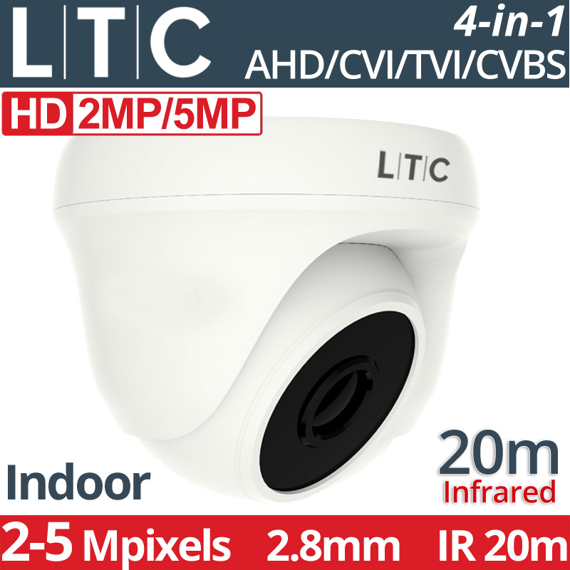 LTC LDSP-651F 2.8mm Κάμερα Dome 2MP/4MP/5MP AHD/TVI/CVI/CVBS, IR 20m (Εσωτερικών Χώρων)