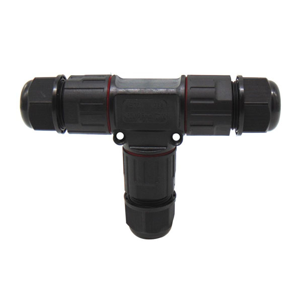 M16A T-TYPE BLK Αδιάβροχος Σύνδεσμος Καλωδίων 3P 2.5mm² Τροφοδοσίας IP68 με Βιδωτή Κλέμμα και Λάστιχο