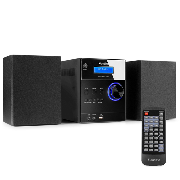 AUDIZIO METZ BLACK Micro HIFI Ραδιόφωνο DAB+, FM με AUX IN - USB - Bluetooth, CD player και Alarm 102.330