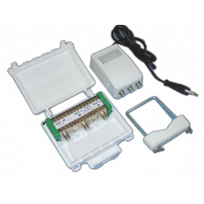 MISTRAL U34 SPL 2F Ενισχυτής κεραίας UHF 34dB Θωρακισμένος με splitter 2 εξόδων και φίλτρο LTE (0219)