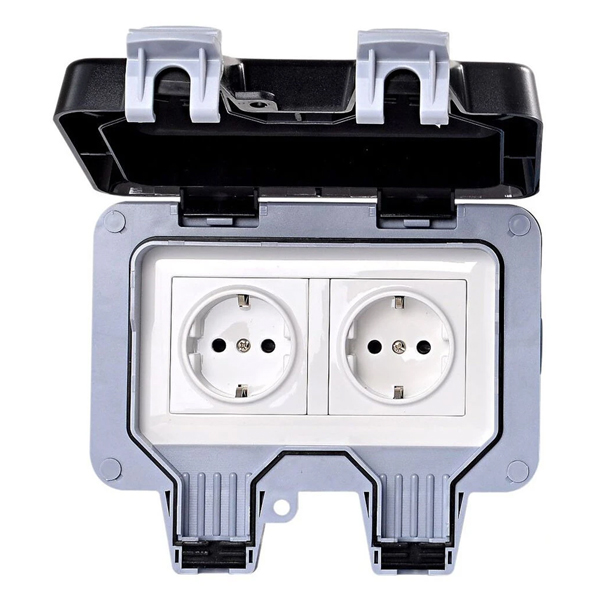 HEI MP22G Διπλή Πρίζα Σούκο Έξωτερικού Χώρου IP66