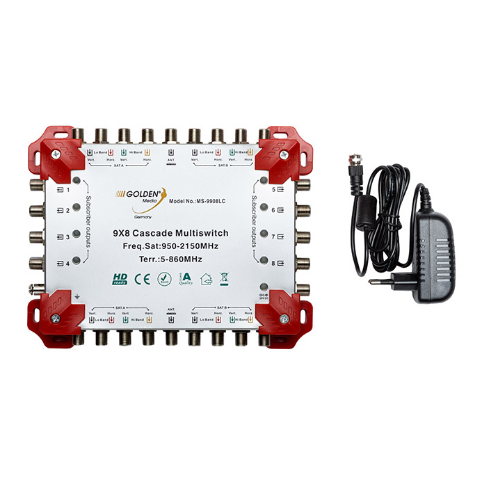 GOLDEN MEDIA MS-9908LC Cascade Κεντρικός Πολυδιακόπτης 9 / 8 + Επίγειο σήμα
