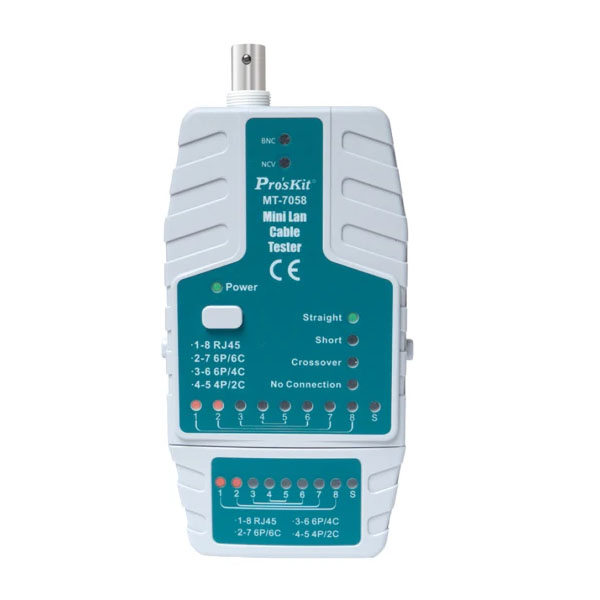 ProsKit MT-7058 Mini Cable Tester LAN, Τηλεφωνικών & Ομοαξονικών Καλωδίων με Ανιχνευτή Τάσης