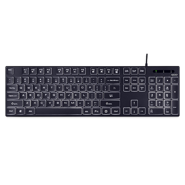 NOD Illuminati Ενσύρματο Πληκτρολόγιο USB με Ελληνικό layout και λευκό LED οπίσθιο φωτισμό