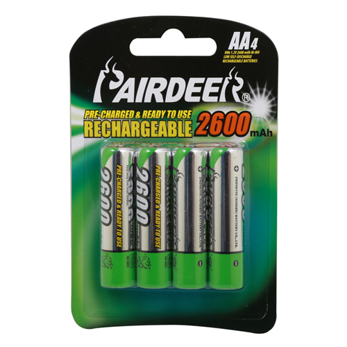 PAIRDEER AA-2600 Σετ 4 Επαναφορτιζόμενων Μπαταριών NiMH AA / 2600 mAh