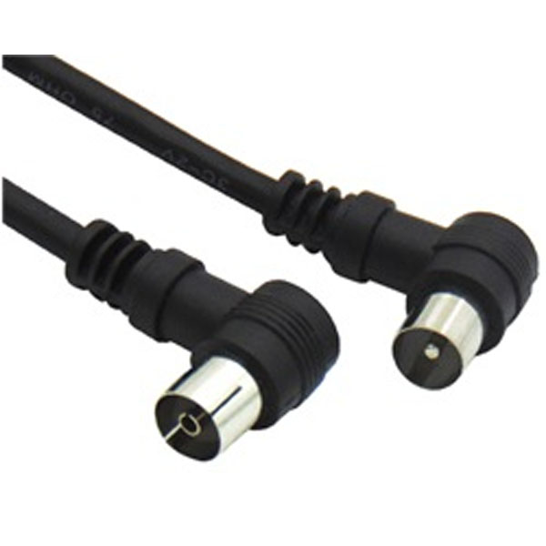PAL-0088 BLACK Καλώδιο TV Αρσενικό-Θηλυκό με γωνιακά βύσματα 1.5m σε Μαύρο Χρώμα