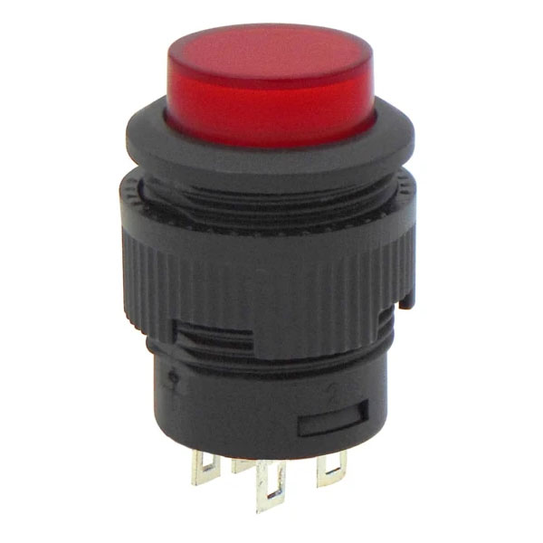 PB16-A-R-RN Button Διακόπτης ON-OFF 4P στρογγυλός Φ16 Με Κόκκινη Λυχνία 220V HNO 