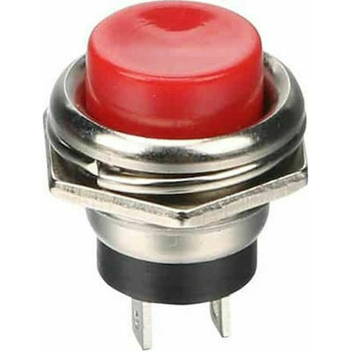 PBS-26B LZ/RED Μεταλλικό Button Push ON 2P στρογγυλό Φ16mm σε κόκκινο χρώμα  [01.087.0028]