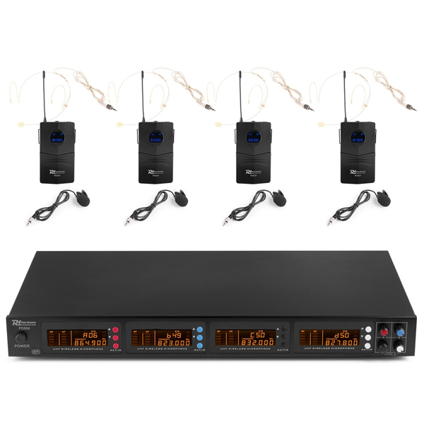POWER DYNAMICS PD504B 4x 50 Channels UHF Set 4 Μικροφώνων Bodypack Πέτου και Κεφαλής 179.006 --