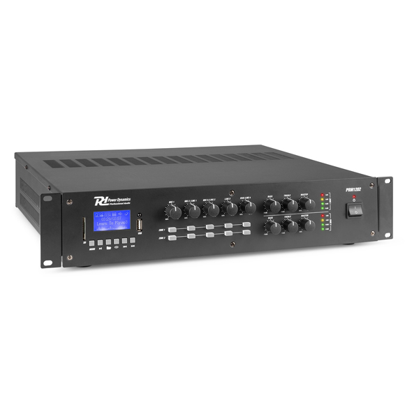 POWER DYNAMICS PRM1202 PA Mixer ενισχυτής 2x120W RMS, 2-Zones, Matrix, 100V, USB, SD, BT 952.160