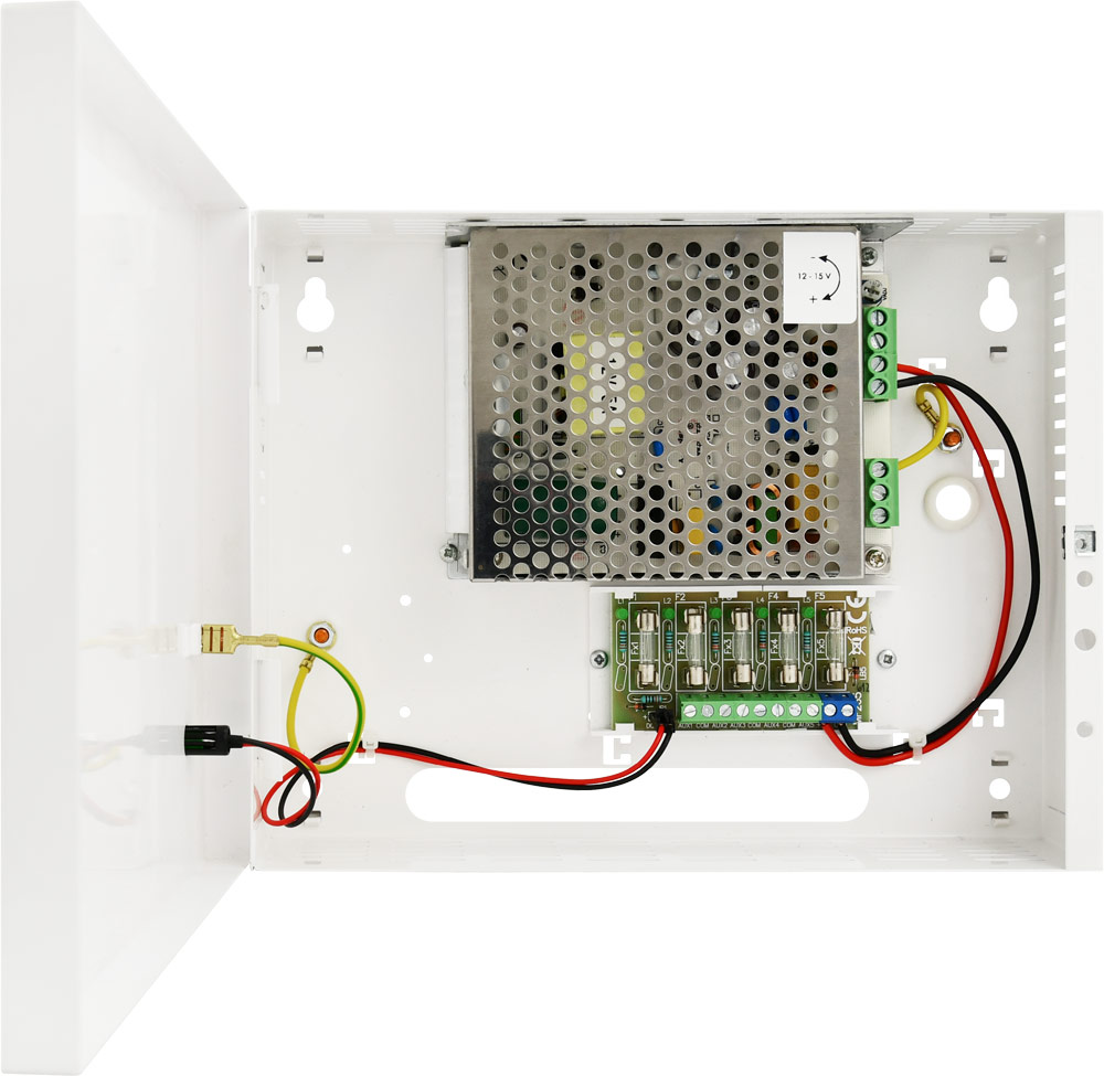 PULSAR PSDC05125T Τροφοδοτικό CCTV 5 Εξόδων/Καμερών 5x1A, 12VDC 5A 60Watt σε μεταλλικό ερμάριο