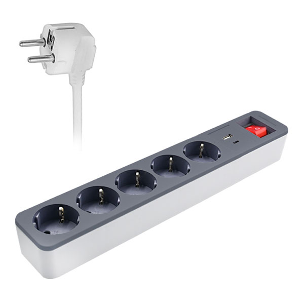 SONORA PSW501AC πολύπριζο 5 θέσεων με διακόπτη ON/OFF και 2 θύρες USB (USB-C & USB-Α)