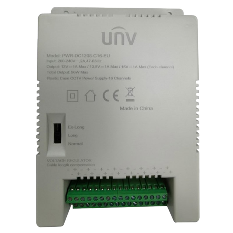 Uniview PWR-DC1208-C16-EU Switching Τροφοδοτικό CCTV 16 Εξόδων 12VDC 8A 96Watts