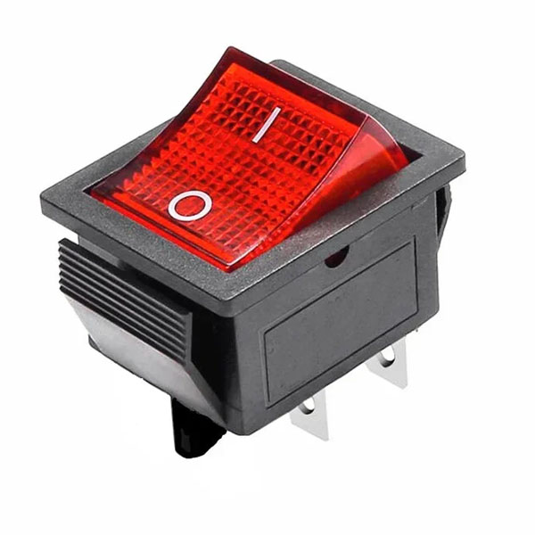 RL2-121 YNX RED Διακόπτης Rocker ON-OFF 4P 16A/12V με λυχνία 12V