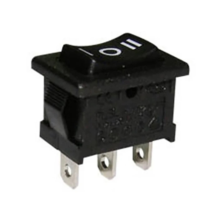 RL3-113 BLACK Διακόπτης Rocker Mini ON-OFF-ON 3P 6A/250V YNX/DIE