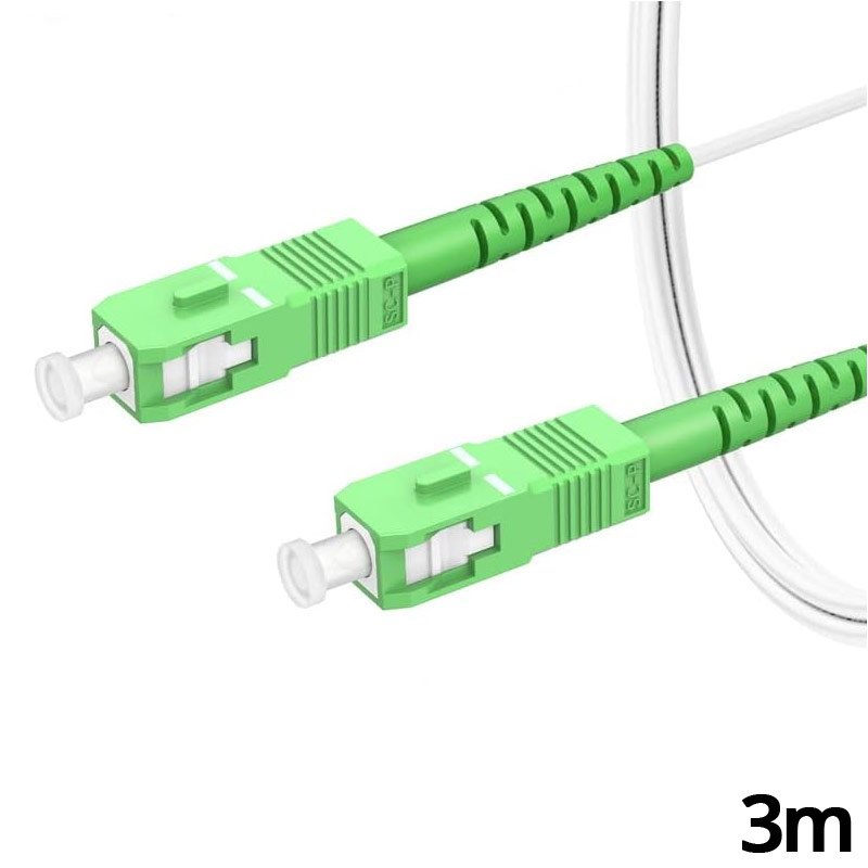 ANGA Καλώδιο Οπτικής Ίνας - Οπτικό Patch Cord SC/APC - SC/APC, Μήκος 3 Μέτρα, Single Mode, FTTH, Λευκό