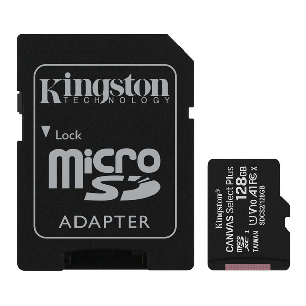 KINGSTON Canvas Select Plus 128GB microSD Class10 UHS-I U1 SDCS2/128GB με αντάπτορα SD