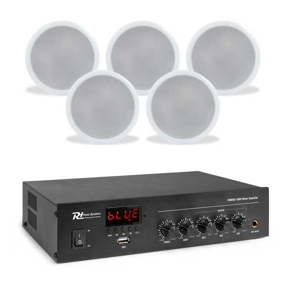 SET-PA AUDIO 43 POWER DYNAMICS Σετ 100V με ενισχυτή PDM45 και 5x Ηχεία Οροφής 5" CSPB5