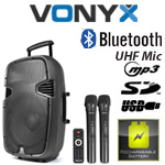 VONYX SPJ-PA915 Φορητό σύστημα 700 Watt Max 15" με USB/SD/Bluetooth και 2xUHF Ασύρμ. Μικρόφ. 170.080
