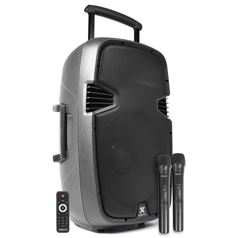 VONYX SPJ-PA915 Φορητό σύστημα 700 Watt Max 15" με USB/SD/Bluetooth και 2xUHF Ασύρμ. Μικρόφ. 170.080
