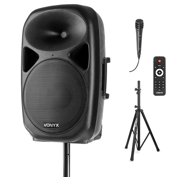 VONYX SPS15A Αυτοενισχυόμενο Kit 15" 800W Max, Bluetooth, MP3, USB, με τρίποδο, μικρόφωνο 178.137
