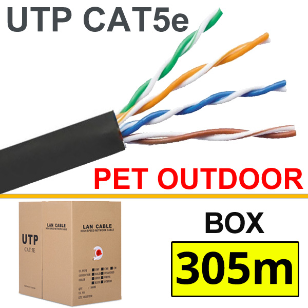 ANGA ST-L02 Καλώδιο LAN UTP CAT5e Μονόκλωνο Μαύρο Εξωτερικού χώρου CCA/PET (Box 305μ)