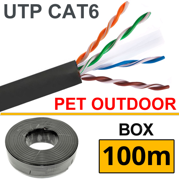 ANGA ST-L04 (Στροφείο 100μ) Καλώδιο LAN UTP CAT6 Pet Μονόκλωνο Μαύρο - Εξωτερικού χώρου CCA/PET