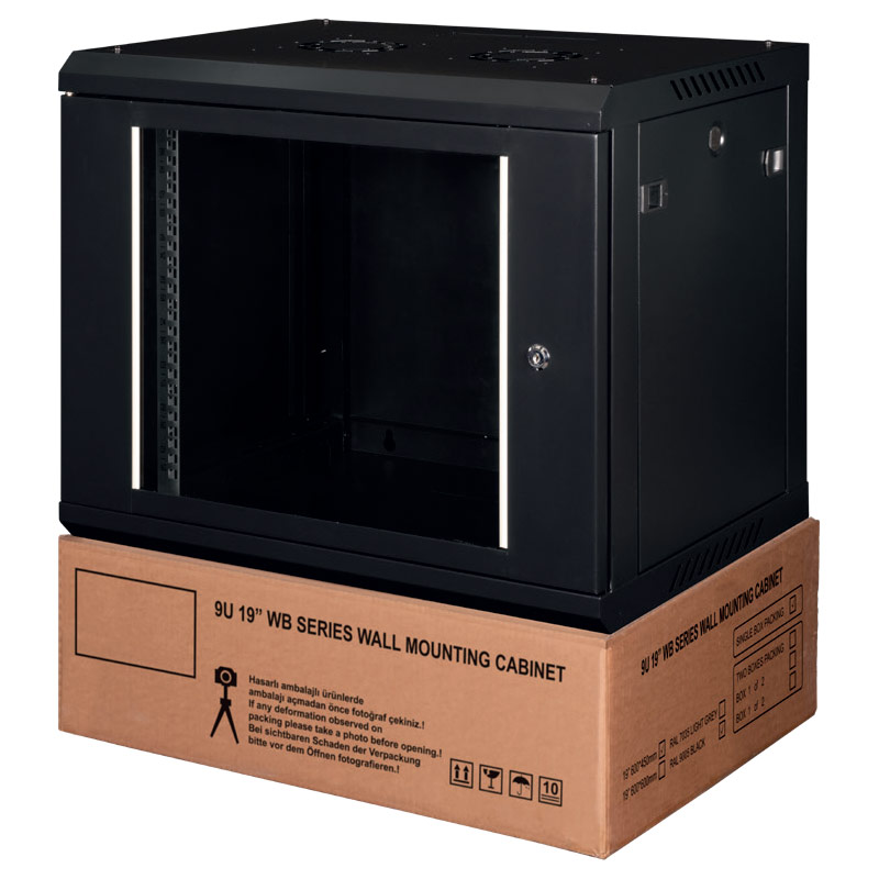 STEEL 06U6045-BL-F Επίτοιχη καμπίνα 6U με βάθος 450mm ''Flat Pack'' Μαύρη