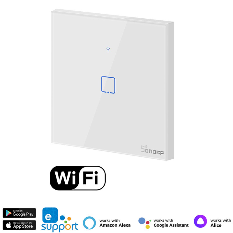 SONOFF T0EU1C-TX Τηλεχειριζόμενος Smart WiFi Διακόπτης Τοίχου Αφής 1 καναλιού (IM190314009)