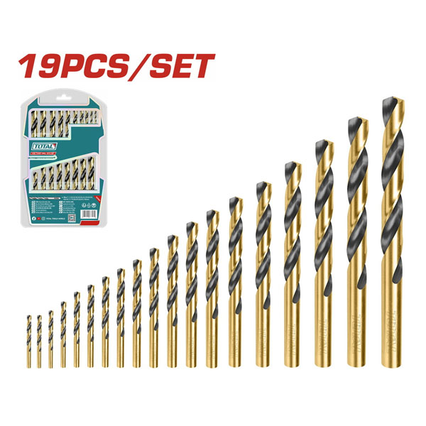 TOTAL TAKSDB9195 Σετ Τρυπάνια HSS για Μέταλλο 19τμχ.  