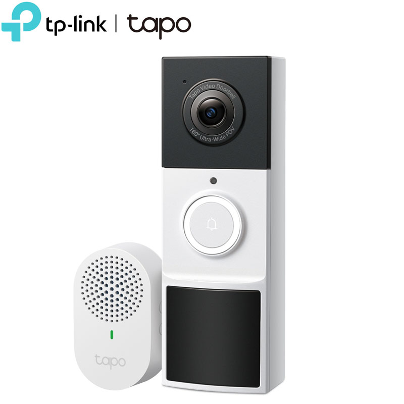 TP-Link Tapo D210 (V2.0) Έξυπνο Video Doorbell με Κάμερα 2K, IP65, Color Night Vision, AI Detection Mic/Speaker, microSD 